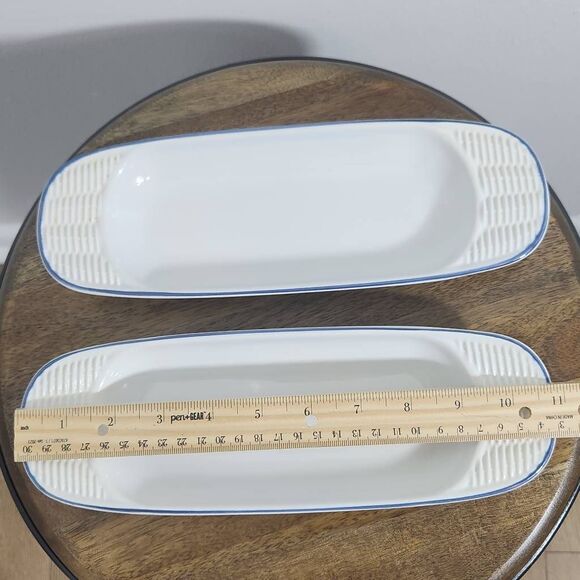 Pfaltzgraff White and Blue 4 Vintage Cracker Plates Corn Cob Hostess Trays - Picture 9 of 11